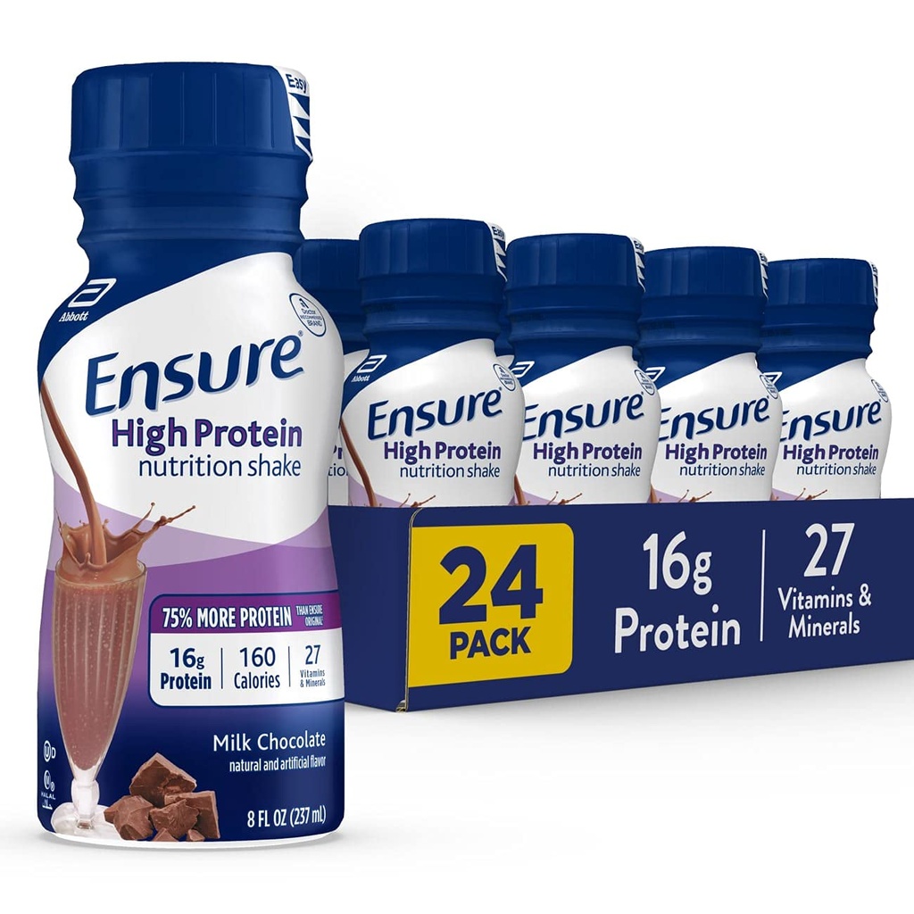 Zajistit vysoce proteinové nutriční Shake s 16 g proteinu, Ready- to- Drink stravovací třesky, nízký tuk, mléčná čokoláda, 8 fl oz, 24Count