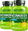 NATURELO Vitamin D - 2500 IU - Plant Based from Lichen - Natural D3 Supplementary for Imunitary System, Bone Support, Joint Health - Vegan - Non- GMO - Gluten Free - 180 Kapsle (Balení po 2)