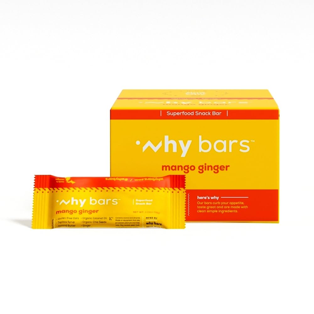 Proč Bary, Protein Bary, Mango Ginger, 2.04 Ounce Bary (Balení 12 Protein Bars) - Protein Bar Superfood, gluten Free, Non GMO, Organic, Vegan, Jednoduché ingredience