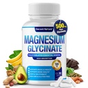 Glycinát hořečnatý 500 mg doplněk hořčíku - Chelatovaný pro vysokou absorpci a biologickou dostupnost podporu spánku, svalů, kostí, křeče, zotavení a energie, Vegan Non- GMO 90 Kapsle