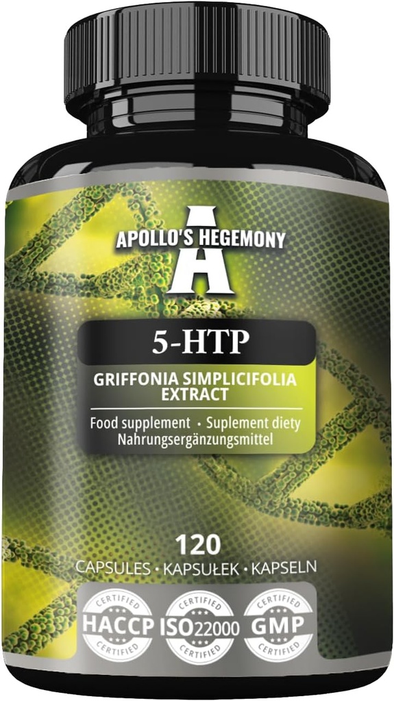5-HTP 150 mg na kapslí - 120 Veganových kapslí - 4 měsíční dodávka - Griffonia simplifolia Seed Extract - Enhances Mood and Well- Being - Dietní dodatek Apollo 's Hegemony
