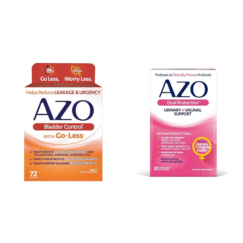 AZO ovládání močového měchýře s Go- méně denní dodatek 124; Pomáhá snížit příležitostné urgentní & duální ochrana 124; Močová + Vaginální podpora * Duální 124; Prebiotic Plus Klinicky osvědčené ženské probiotika