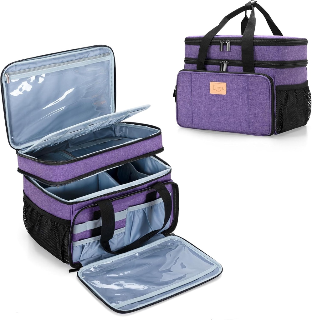LUXJA 2 Layers Medicine Bag s odnímatelným děličem, Pořadatel lahví Vhodné pro domácí nebo cestovní použití, Purple