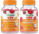 Živé multivitaminové děti + vápník Magnesium Děti, Gummies Bundle - Great Ochutnávání, Vitamin dodatek, gluten zdarma, GMO zdarma, Žvýkací žlab