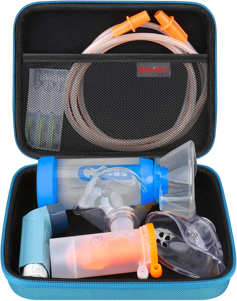 Elonbo Carriing Case pro Nebulizer Náhradní díly kity / Astma Inhaler / Inhaler Spacer Masky / Nebulizer Tubing příslušenství Náhradní sada, Handheld Inhaler Nebulizer Bag (Pouzdro pouze)