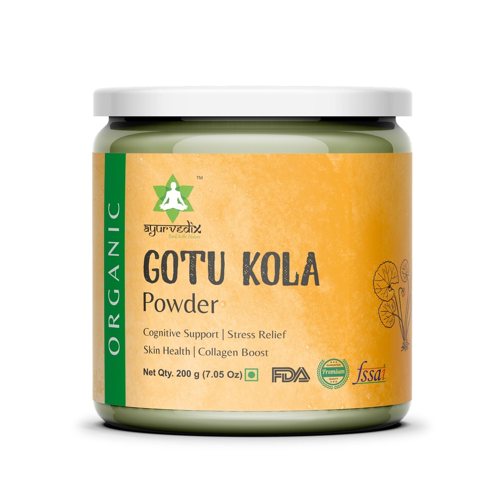 Organic Gotu Kola Powder - Bylinné doplňky zvyšuje imunitu & Sup0ports Digestion OF 124; Non-GMO & Gluten- Free - Centella Asiatica - Mandupakarni Powder a Brahmi Powder - 7.05 Oz / 200g