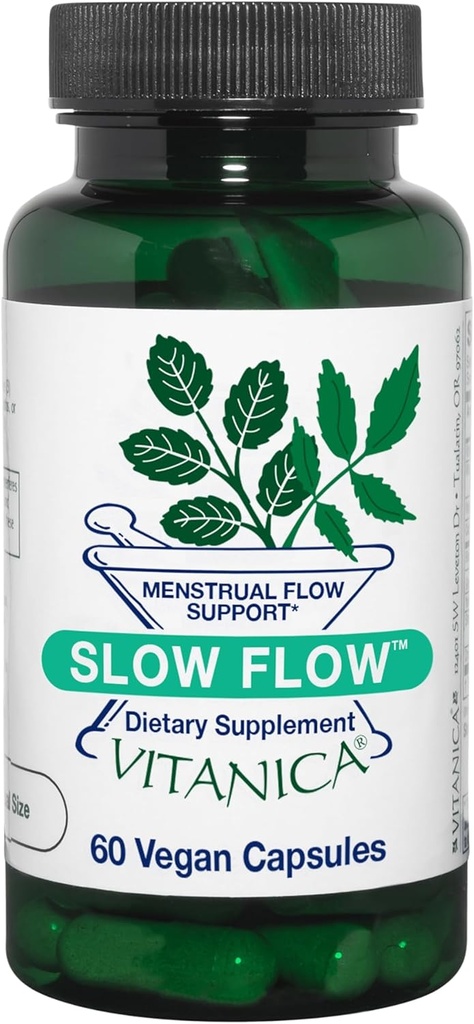 Vitanica Slow Flow, Menstrual Flow Support, Vegan, 60 Kapsle (Slow Flow Pro Logo)