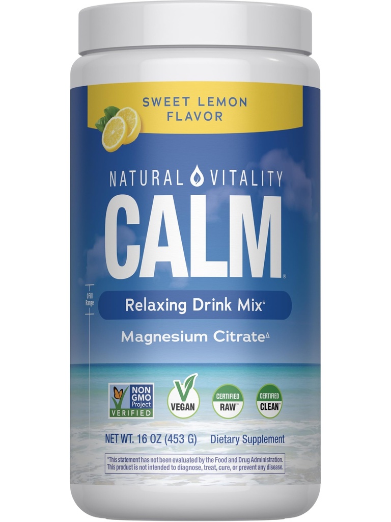 Natural Vitality klid, doplněk hořčíku, Anti- Stress Drink Mix Powder, Gluten Free, Vegan, & Non- GMO, Sweet Lemon, 16 oz