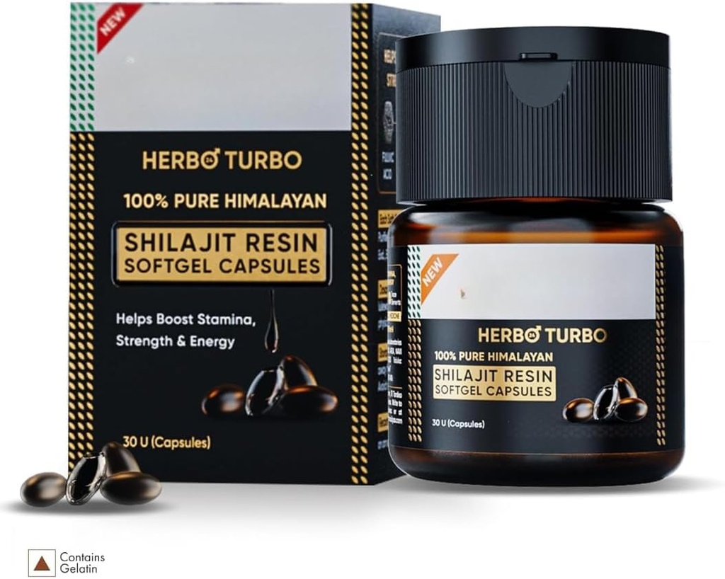 Shilajit Kapsle Softgels, pro zvýšení energie, Endurance & Stamina, 30 Softge Energy & Podpora svalové obnovy, l Kapsle