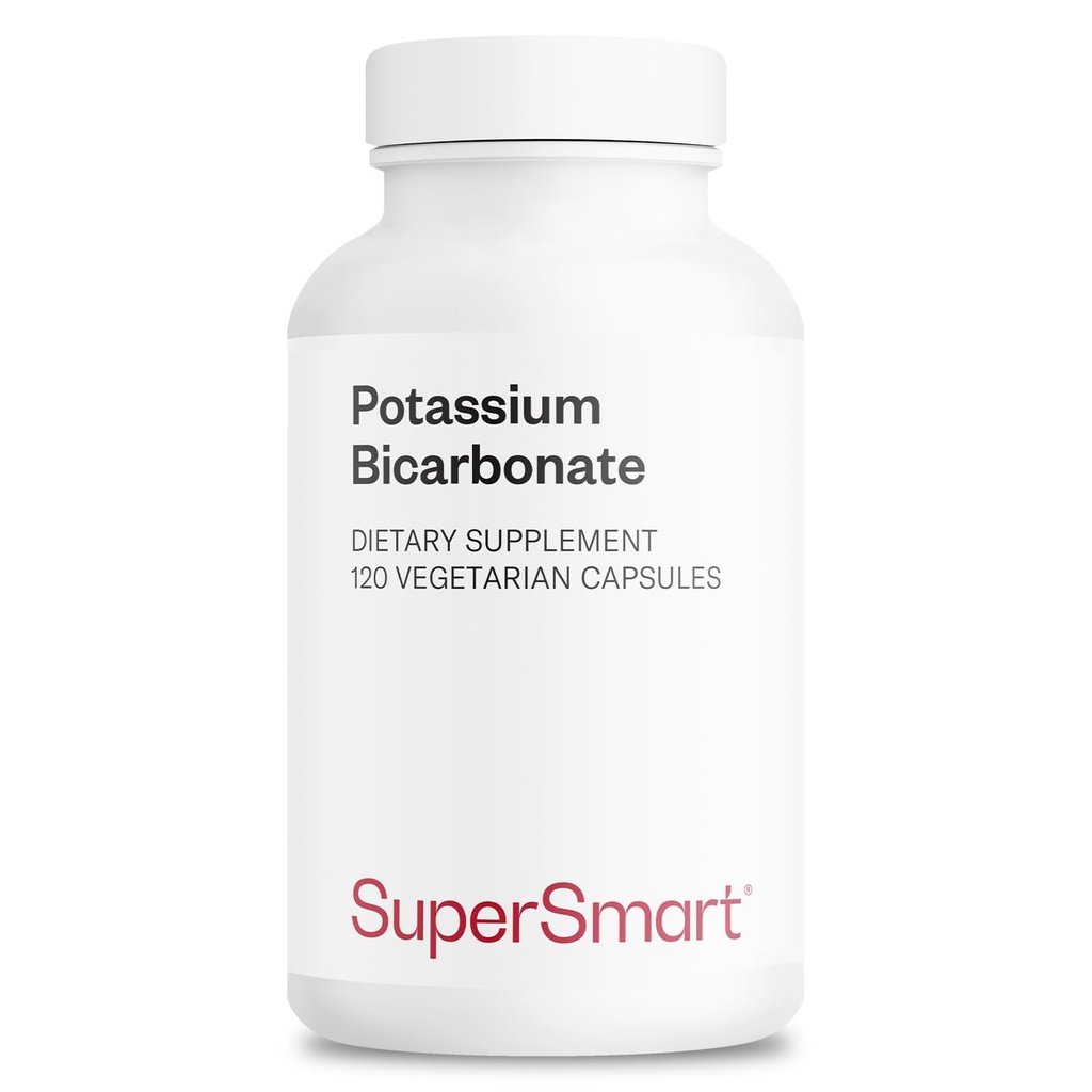 Supersmart - Draslík Bikarbonát 5400mg denně (vysoká dávka) - Electrolyte Mineral - Acid- Base Base pH - srdce, svalovina & Nerve Zdraví 124; Non- GMO & gluten zdarma - 120 Vegetariánské kapsle