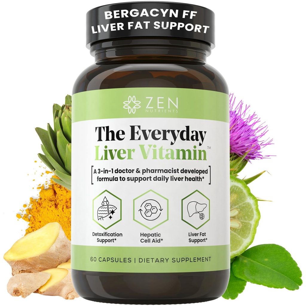 Zen živiny Každý den vitamin játra - vyčištění jater Detox & opravy s Bergacyn FF, organické mléko Thistle, kořen pampelišky & Artichode Extract pro zdraví jater - mastné doplňky na podporu jater