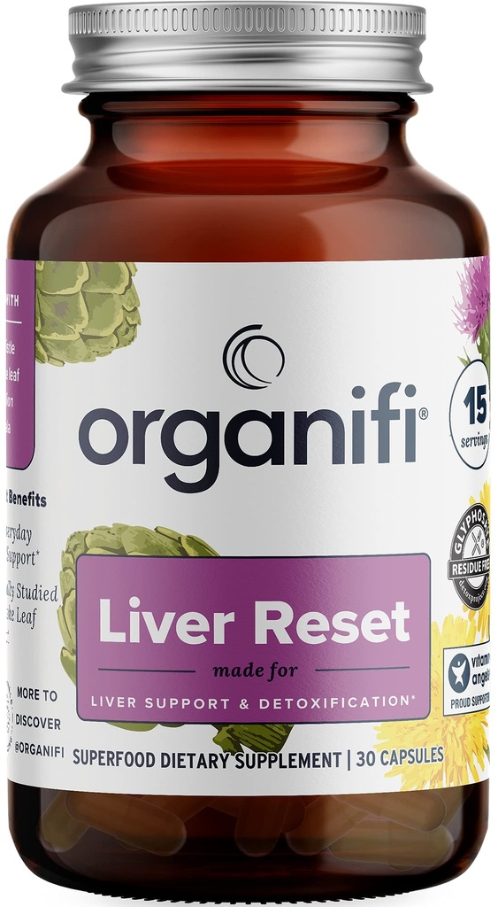 Organifi - Reset jater - Detox jater - Trávicí a imunitní podpora - Podporuje tvorbu buněčné energie, 30 Kapsle