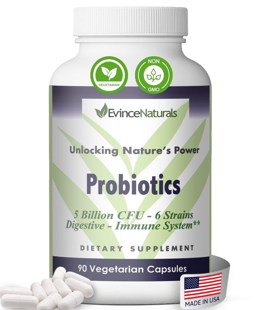 Probiotický a prebiotický dodatek - 6 stupňů intenzivní regenerativní probiotika pro muže a ženy 5 miliard CFU - Bowel, Zánět, imunita, a stravitelná podpora - Stravovací dodatek, 90 Kapsle