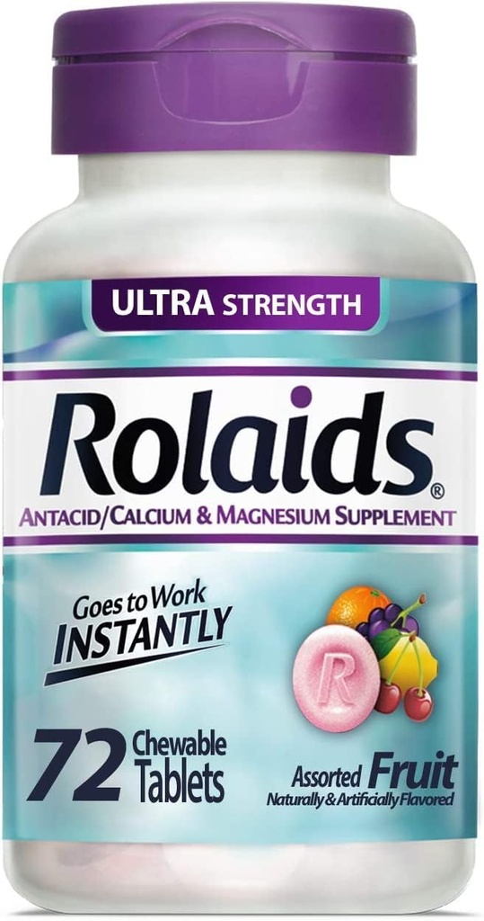 Rolády Antacid vápník a hořčík dodatek Ultra silné tablety, ovoce 72 ea (balení po 4)