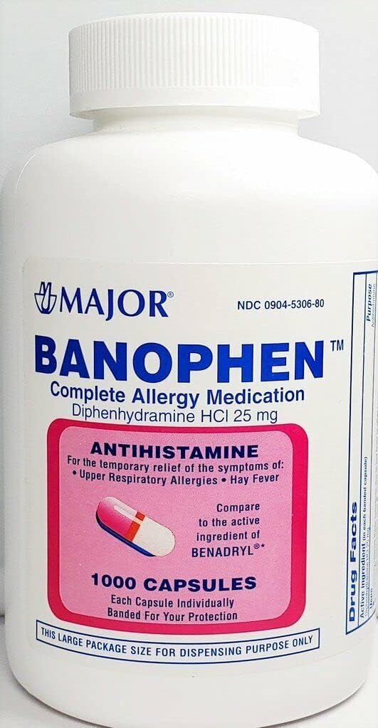 Hlavní Banohpen - Kompletní alergická léčba - Difenhydramin HCI 25 Mg - Antihistamin - 1000 Kapsle (1 balení)