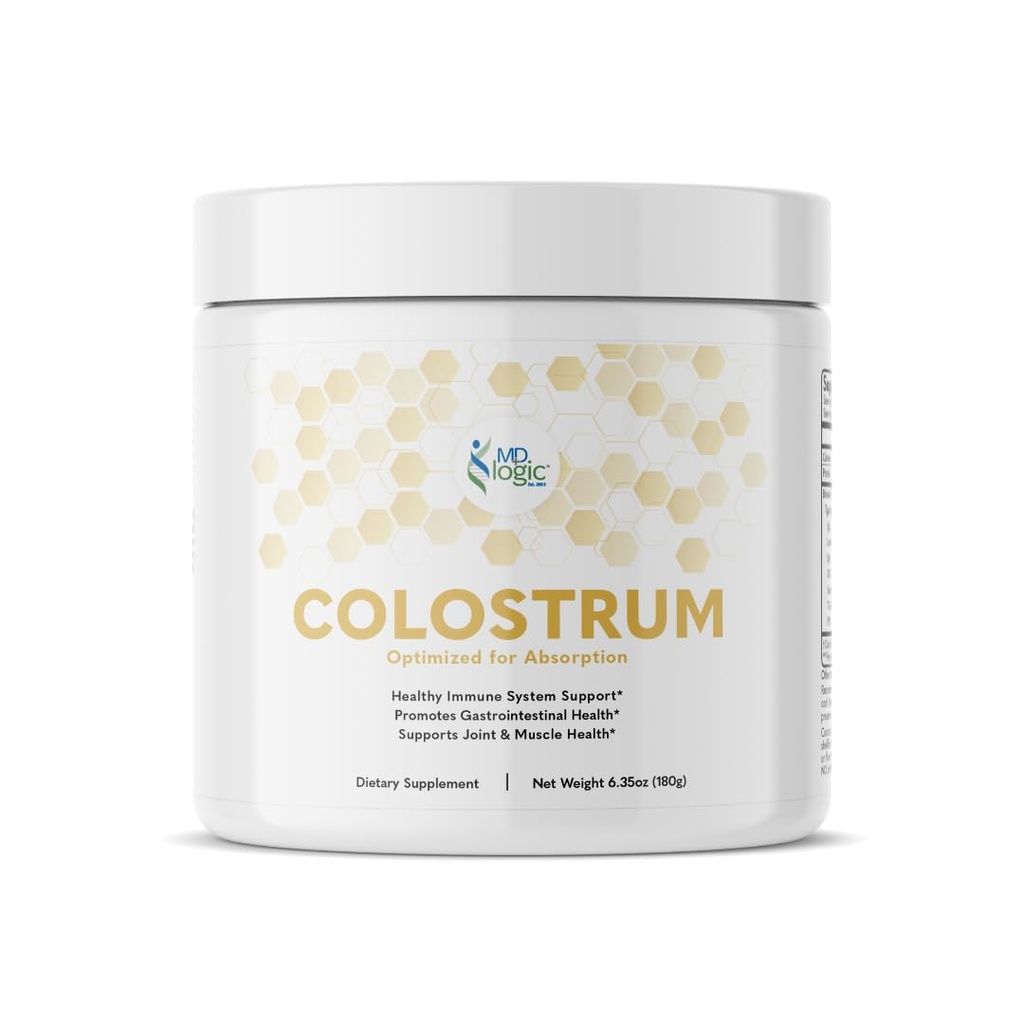 Colostrum by MD Logic Health ® for Imunity, Gut, Joint & Muscle Health Support - Pure, Potent, Low Molecular Bioactive Colostrum - 180g - 60 Servings - Made in New York