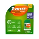 Zyrtec 24 hod. Allerief Relief Tablety, Indoor & Outdoor Alergics Medicine s 10 mg Cetirizin HCl per Antihistamin Tablet, Relief alergie, 60 Počet.
