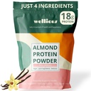 wellious mandlové bílkoviny prášek (Vanilla) - 18 Grams of Pure Healthiest Vegan Protein for Women & Men - Perfect gluten- Free, Soy- Free & Smooth Gut Friendly Protein Powder for Sports Nutrition