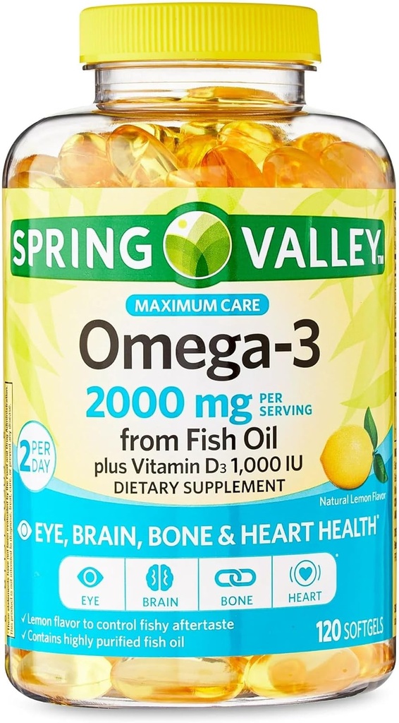 Konvergence Maximální péče Omega-3 z Fish Oil Eye Brain Bone & Heart Health Diety Supplementary Softgels, 2000 mg, 120 Počet