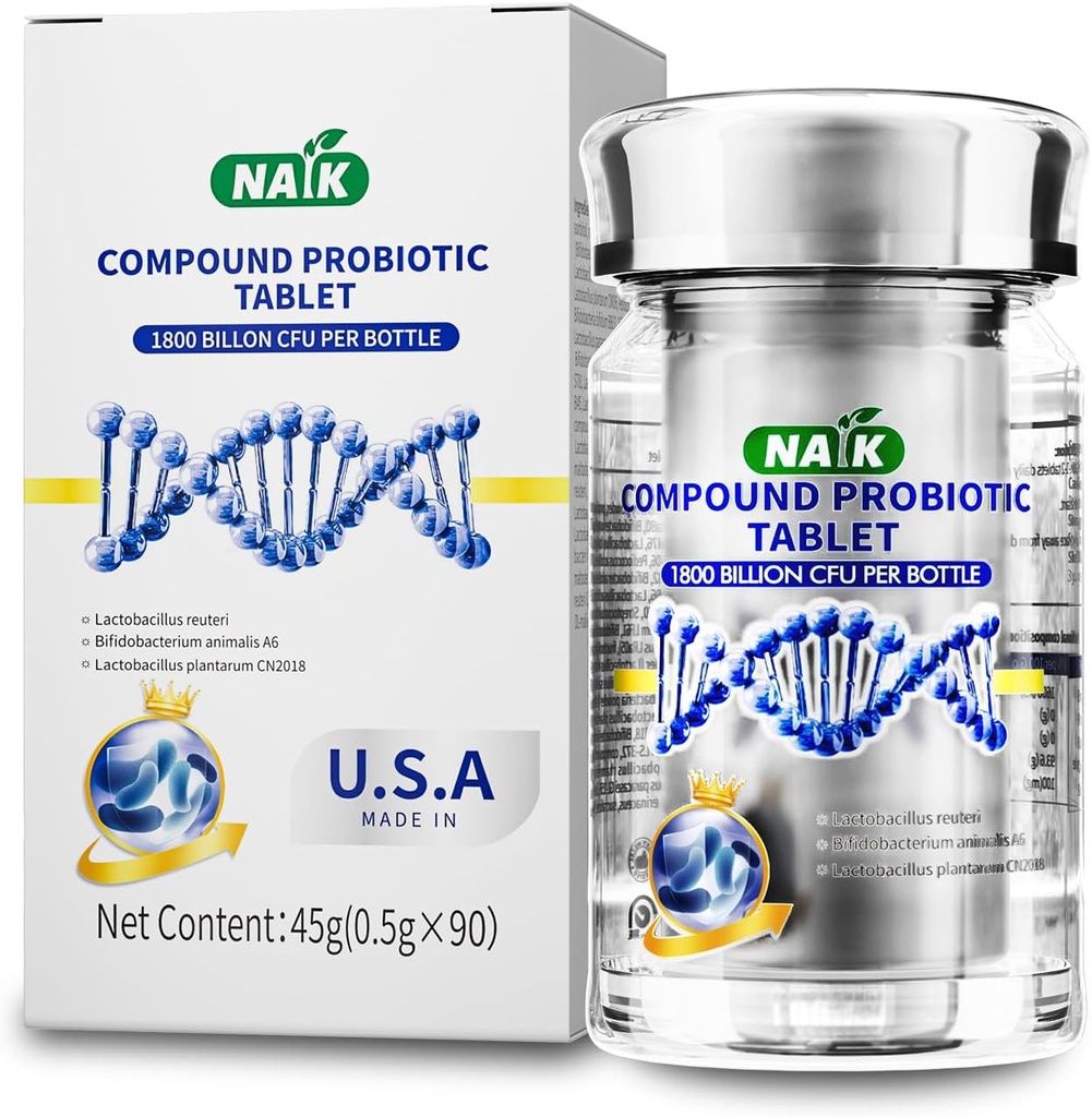 NAIK Probiotika 1800 Billion CFU - 10 Strains + Organic Prebiotics - Imunity, Digestive & Gut Health - Podporuje příležitostnou zácpu, průjem, plyn & floating - pro ženy a muže - 45ct