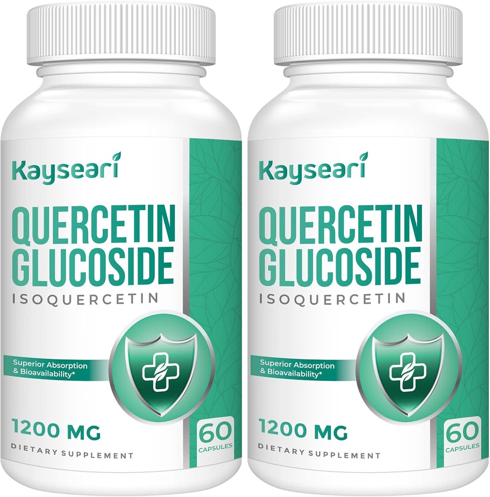 Quercetin Glucoside 1200mg Doplňky - Isoquercetin s 6X Biologická dostupnost, 120 Veggie Kapsle, Obsahuje Black Pepper & Rutin pro Max Absorpce