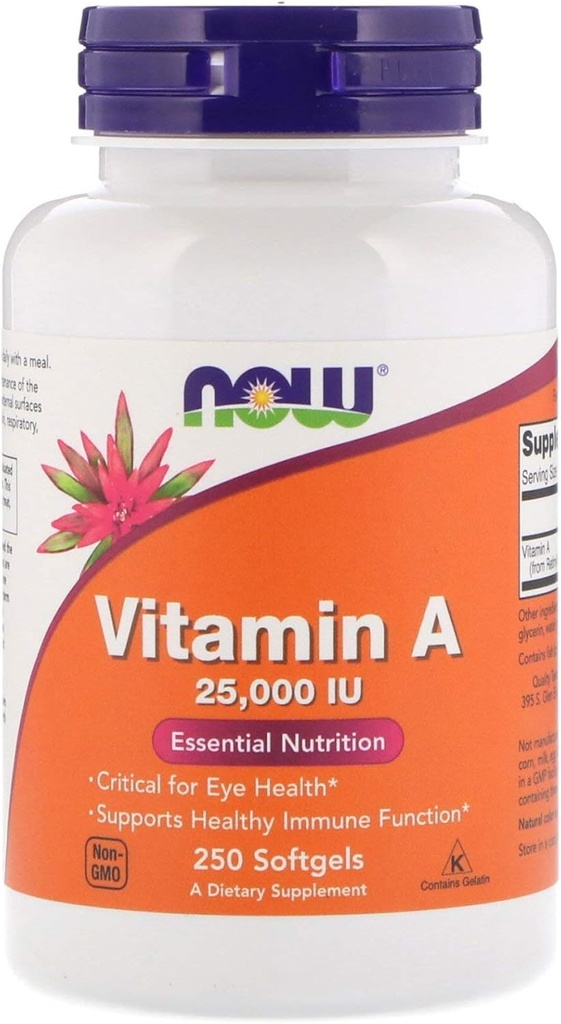 Vitamin A z rybího jater, 25000IU, 250 Sgels od Now Foods (balení po 6)