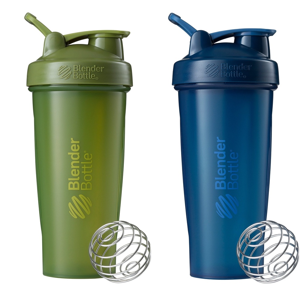 BlenderBottle Classic Shaker Bottle Perfect for Protein Shakes and Pre Workout, 28- Ounce (2 Pack), Moss and Navy