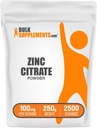 BulkSupplements.com Zinek Citrát Prášek - Zinek doplňky, Minerální dodatek, pro imunitní podporu - Gluten Free, 100mg na Serving, 250g (8.8 oz) (Balení po 1)