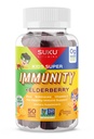 SUKU Vitamíny - Dětská super imunita - Bezinky, Echinacea, Vitamin A a zinkové gumy pro imunitní podporu - Snadno žvýkat - Non GMO, gluten cukr zdarma - Granátové vápno Gummy Vitamíny, 50 Počet