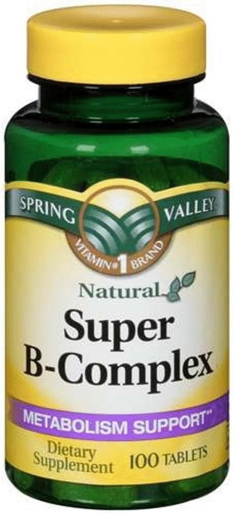 Spring Valley Super B- Complex, Podpora metabolismu, 100 tablet