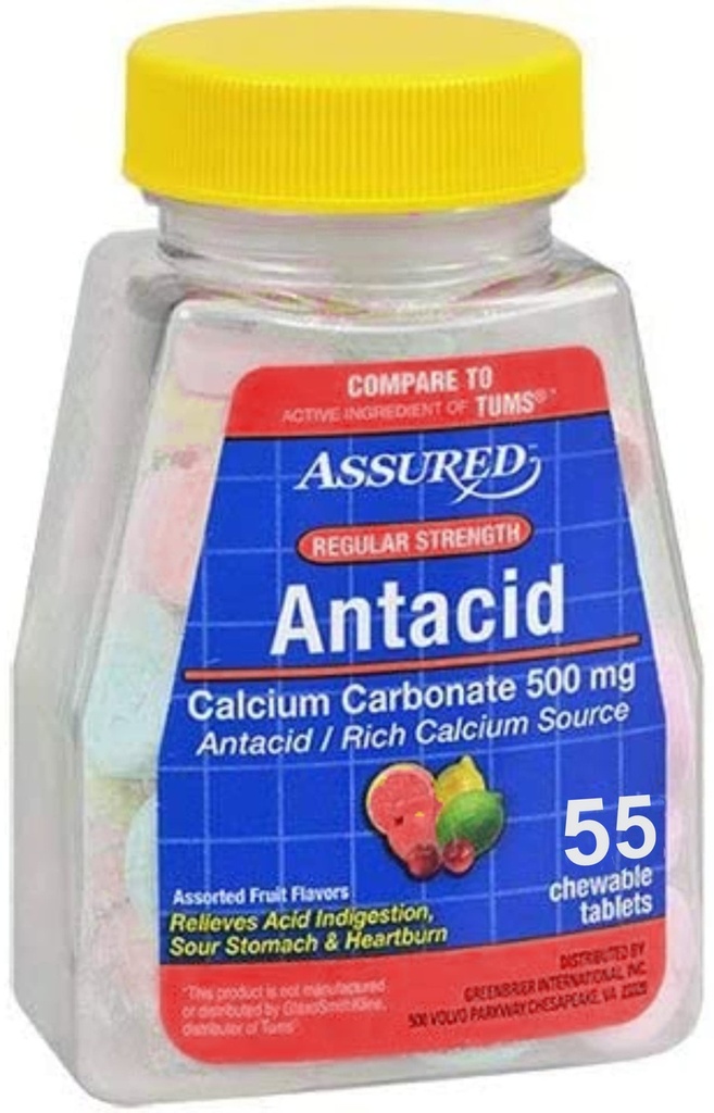 Zajištěná anti- acid s vápníkem, Pravidelné, 60 Žvýkací tablety