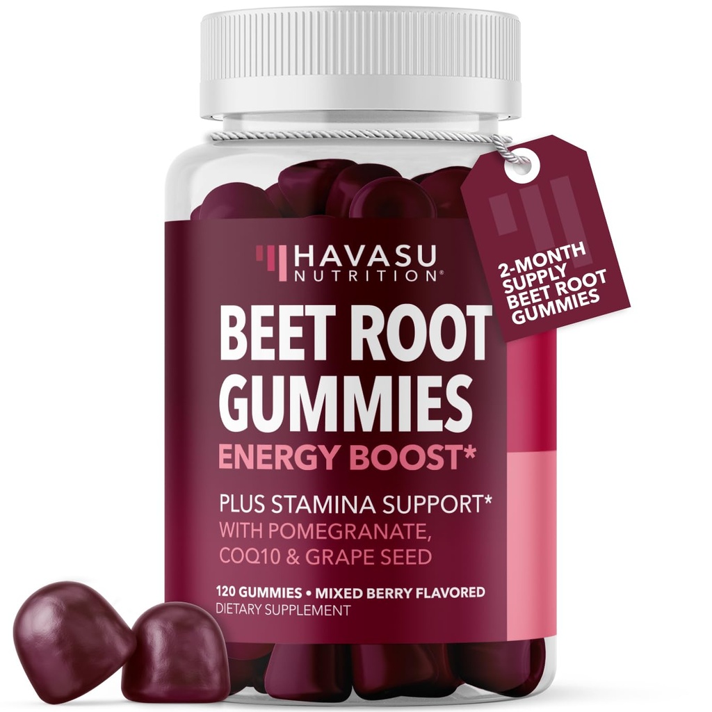 Řepné kořenové žvýkačky s COQ10 a granátovým granátem - dodatek k oxidu dusnatému pro muže a ženy - Beetroot for Endurance, Performance, Recovery - Vegan, non-GMO, gluten Free - Smíšený Berry Flavor, 120 Počet