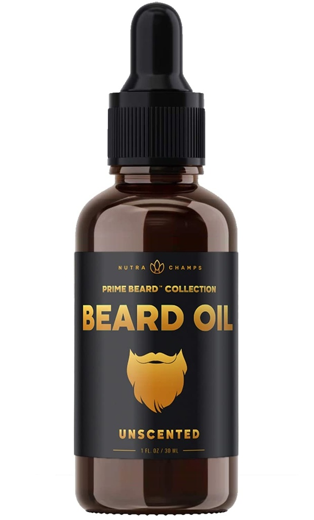 NutraChamps Beard Oil Conditioner - Nevoňavá Panenská Argan, Jojoba, Grapeseed Oils & More for Beard Growth - Softens & Posilens Beards & Mustaches for men - Premium Signature Prime Beard Blend