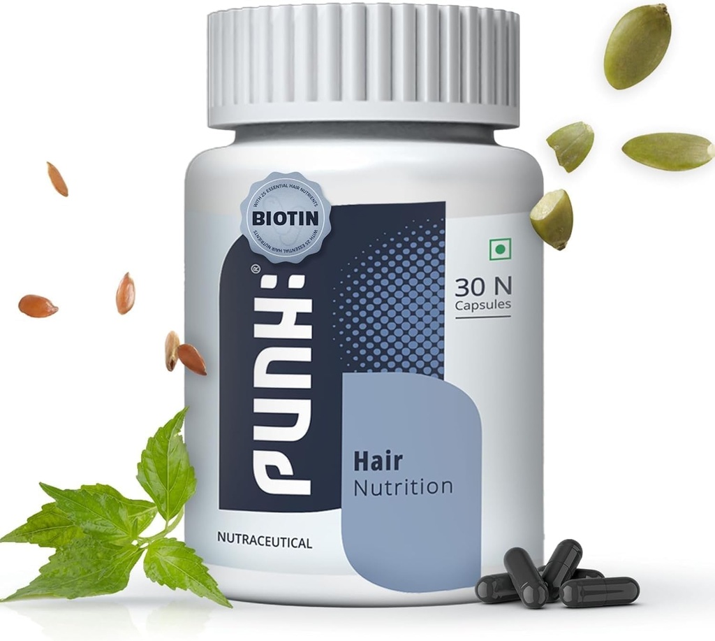Příplatek k výživě vlasů s Biotin, Vitamíny, Minerály, Aminokyseliny a DHT Blokátory pro růst vlasů, Nurition, Posiluje a snižuje pád vlasů pro muže a ženy - 30 Veg Kapsle