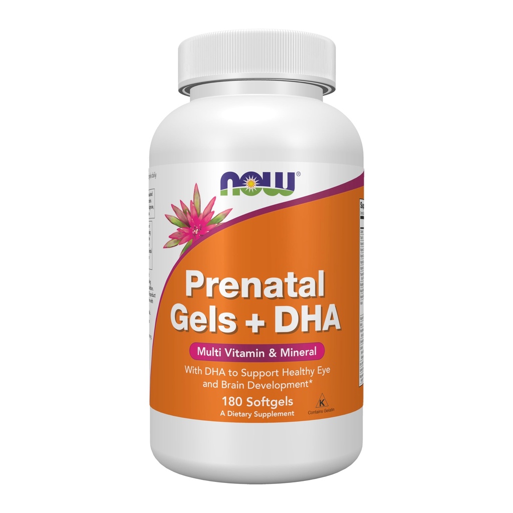 Nyní doplňky, Prenatal Gels + DHA s 250 mg DHA na porci, plus Borage Oil (GLA), 180 Softgels