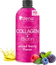 Zena Nutrition Liquid Collagen Peptides and Biotin, 2500mg Verisol Bioactive Collagen Peptides, 5000mcg Biotin, Vlasy, kůže, dodatek k nehtu pro ženy a muže, Smíšené Berry, 90 Služeb, 30 fl oz