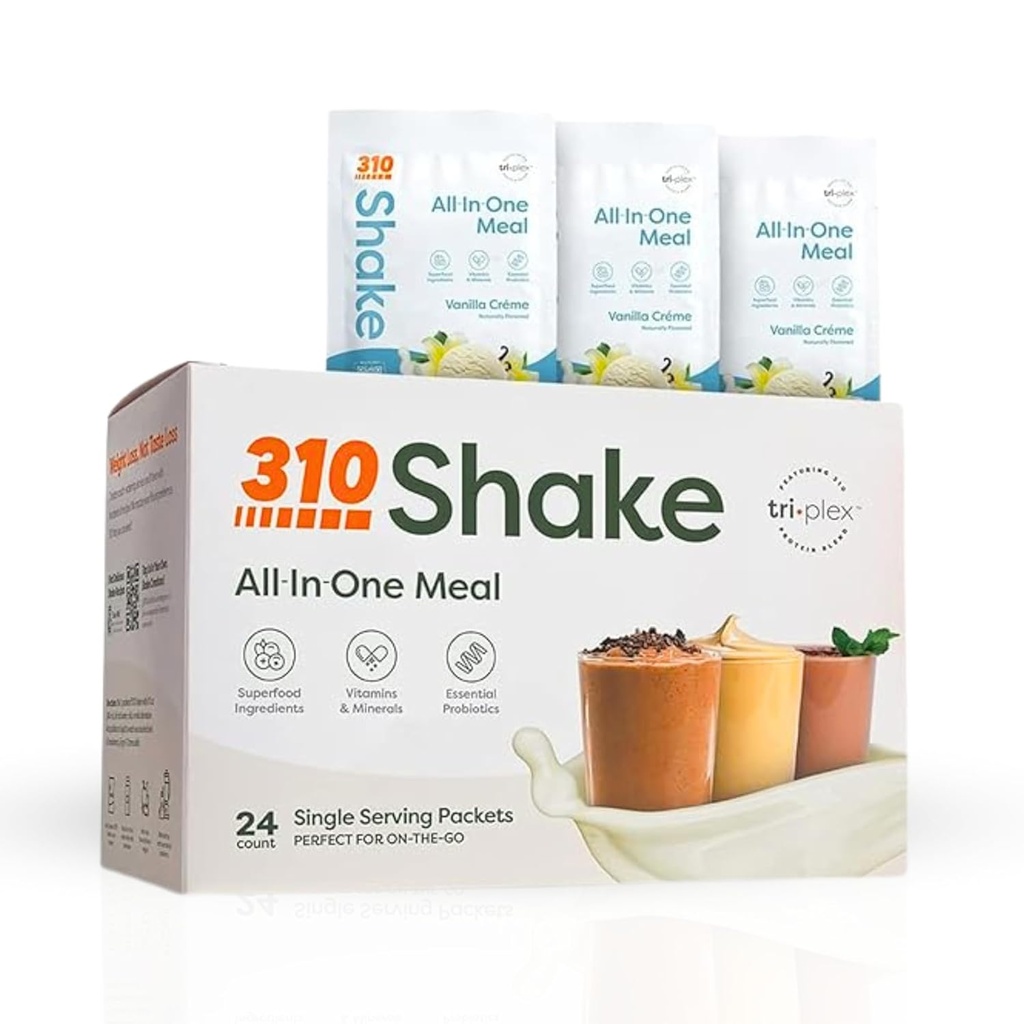 310 Nutrition - All- In- One Strava Náhrada Shake - Nová formule s Fiber Rich Vegan Superfood Blend - Přírodní sladkosti - Nízký karb Shake, Keto & Paleo Friendly - Gluten Free - 26 esenciální vitaminy & Minerály - Variety Shake Box - Vanilla Crème