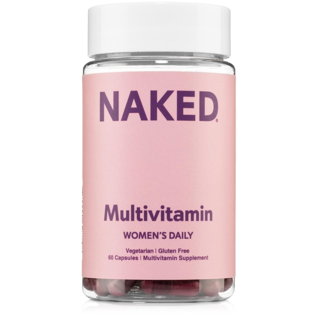 NAKED výživa Dámské Multi- Denní Multivitamin - Vitamíny A, C, E, Selen, Zinek, Ovoce a Super Zelené Extrakty, na posílení imunitní podpory - Gluten- Free a Vegetariánské vitamíny, 60 Kapsle