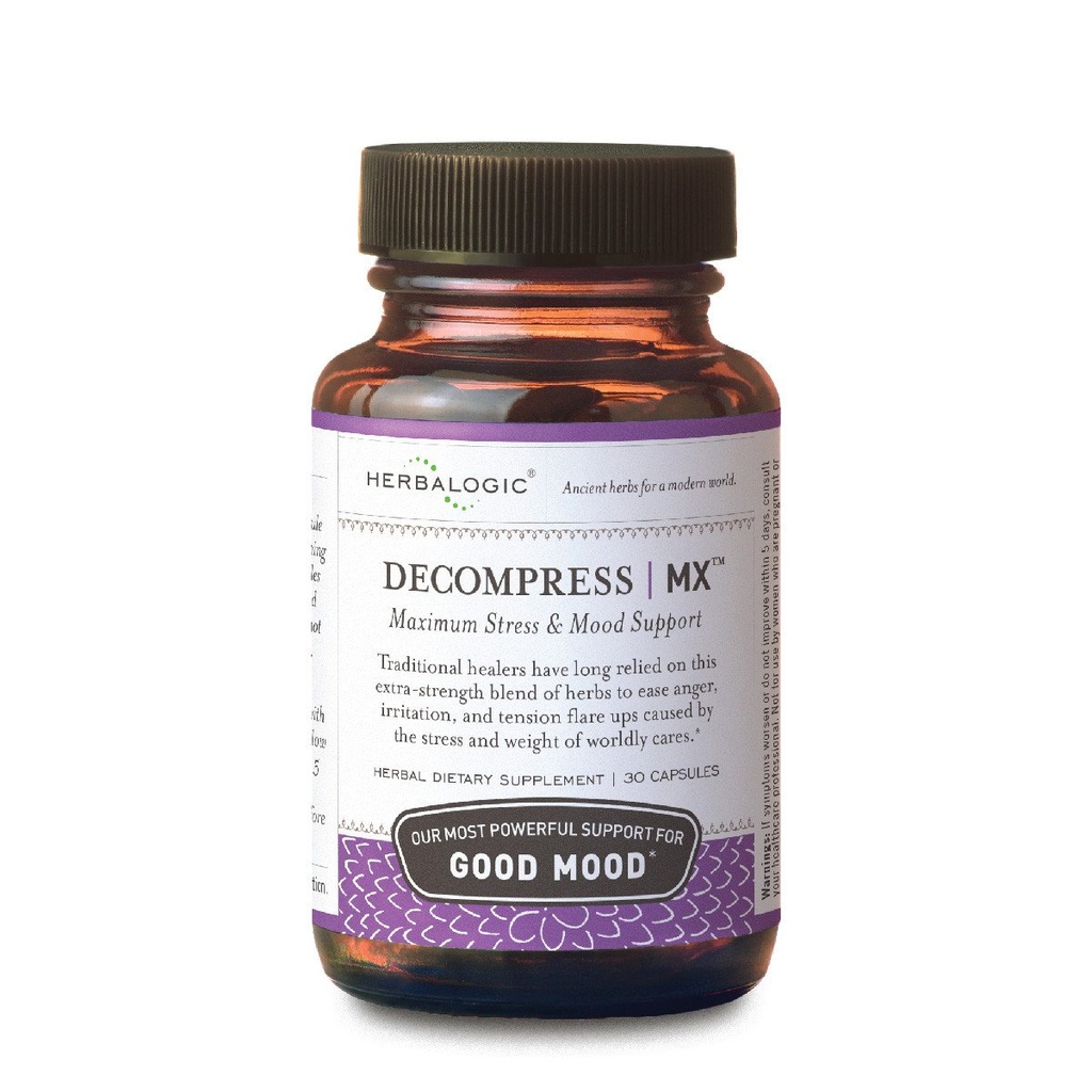 Herbalogika - Decompress MX Herb Kapsle - Maximální stres a napětí Relief - Snížení hněvu a náladovost, Pozitivní náladová podpora - Na základě tradiční čínské vzorce Xiao Yao San - 30 Cap Count