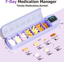 Daviky Smart Pill Pořadatel s alarmem, Bluetooth Daily jednou denně Balíček 7 Den s APP, Týdenní cestovní Pouzdro Pill, Přenosná připomínka na pilulky pro léky, doplňky a vitamíny (Purple)