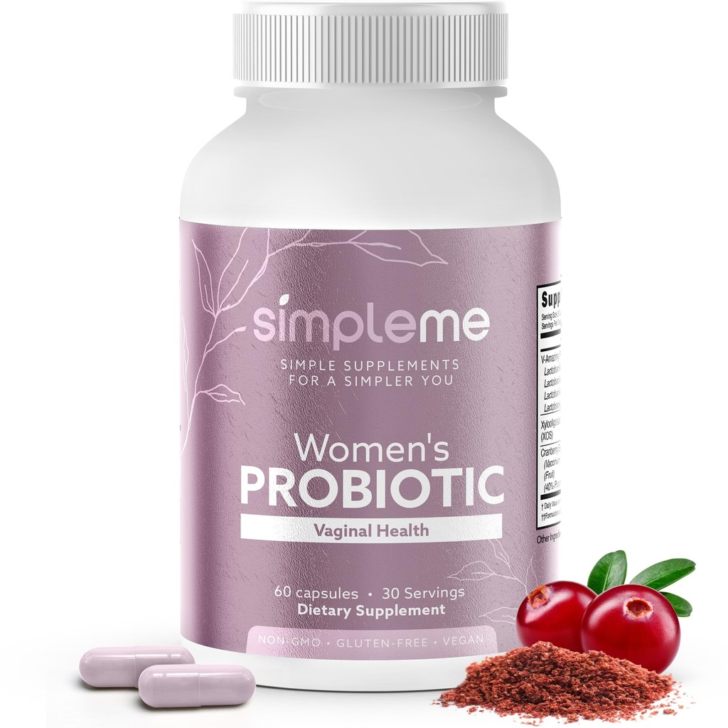 Sommens Womens Probiotika s Prebiotika, Cranberry - Vaginální Probiotika pro ženy - Pro pH bilance, UTI, Vaginální zdraví, Gut Flora - Ženský doplněk Probiotika Komplex pro Wellness - 60 Kapsle