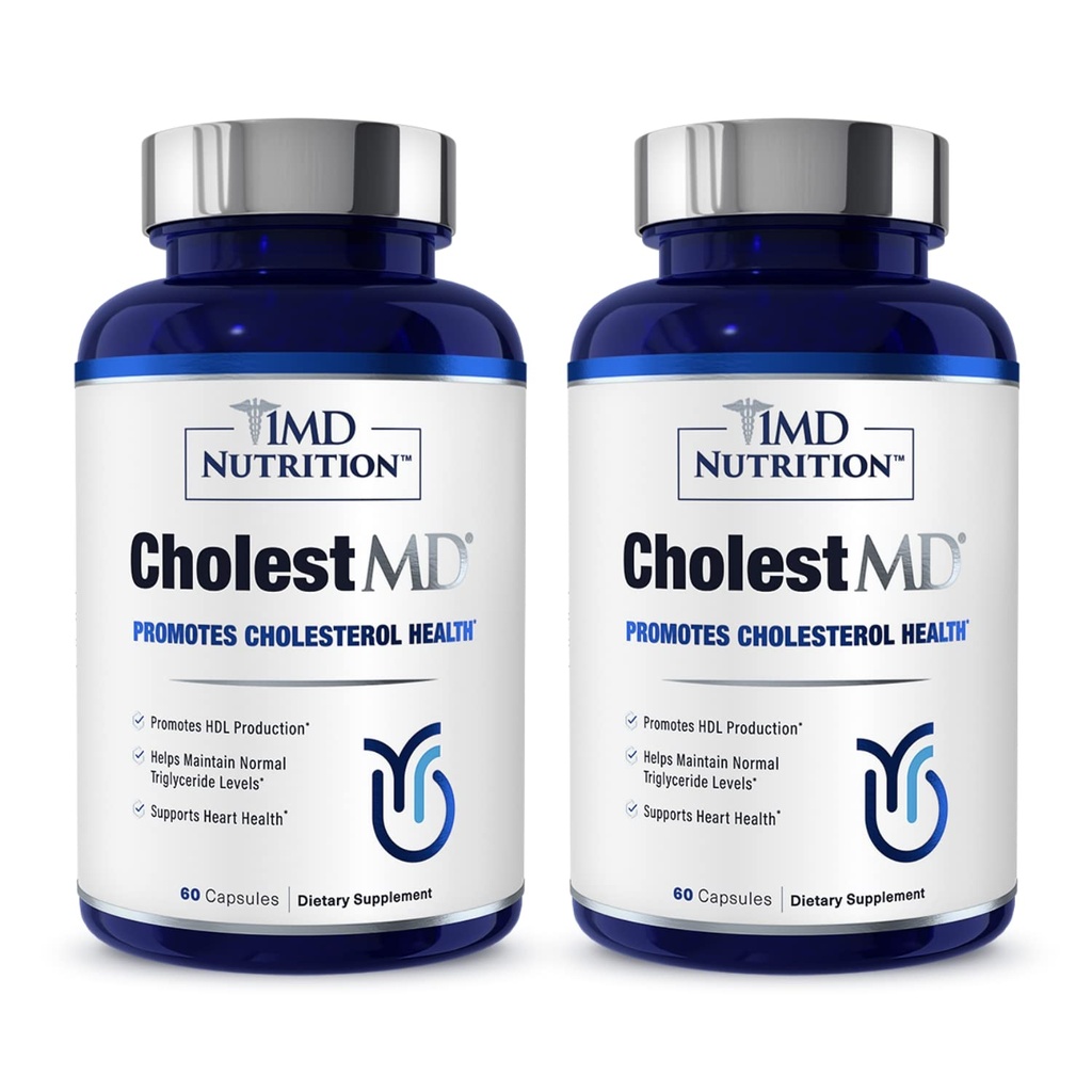 1MD Nutrition CholestMD s Olive Leaf Extract, Bergavit, Niacin, Česnek 124; 120 Kapsle (2- Pack)