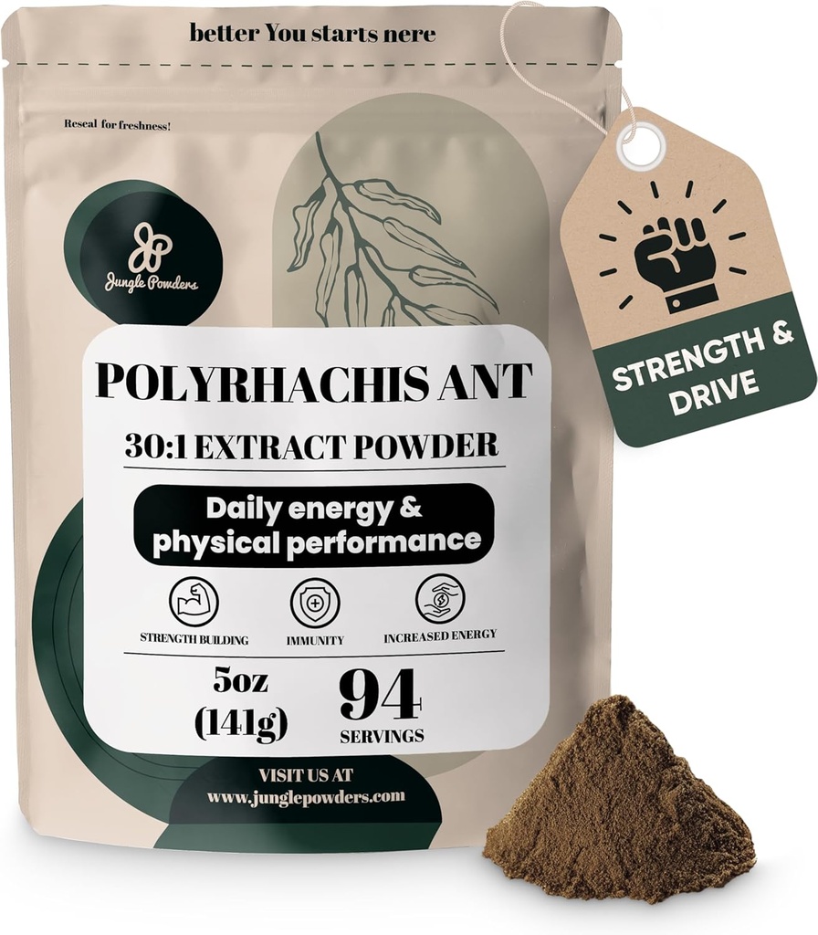 Jungle Prášky Black Ant Extract Powder 30: 1 Koncentrace, 94 Služební - 5 Ounces čisté Polyrhachis Black Ant dodatek, Filler Free Changbai Mountain Ant Traditional Mens Zdravotní podpora pro pohon