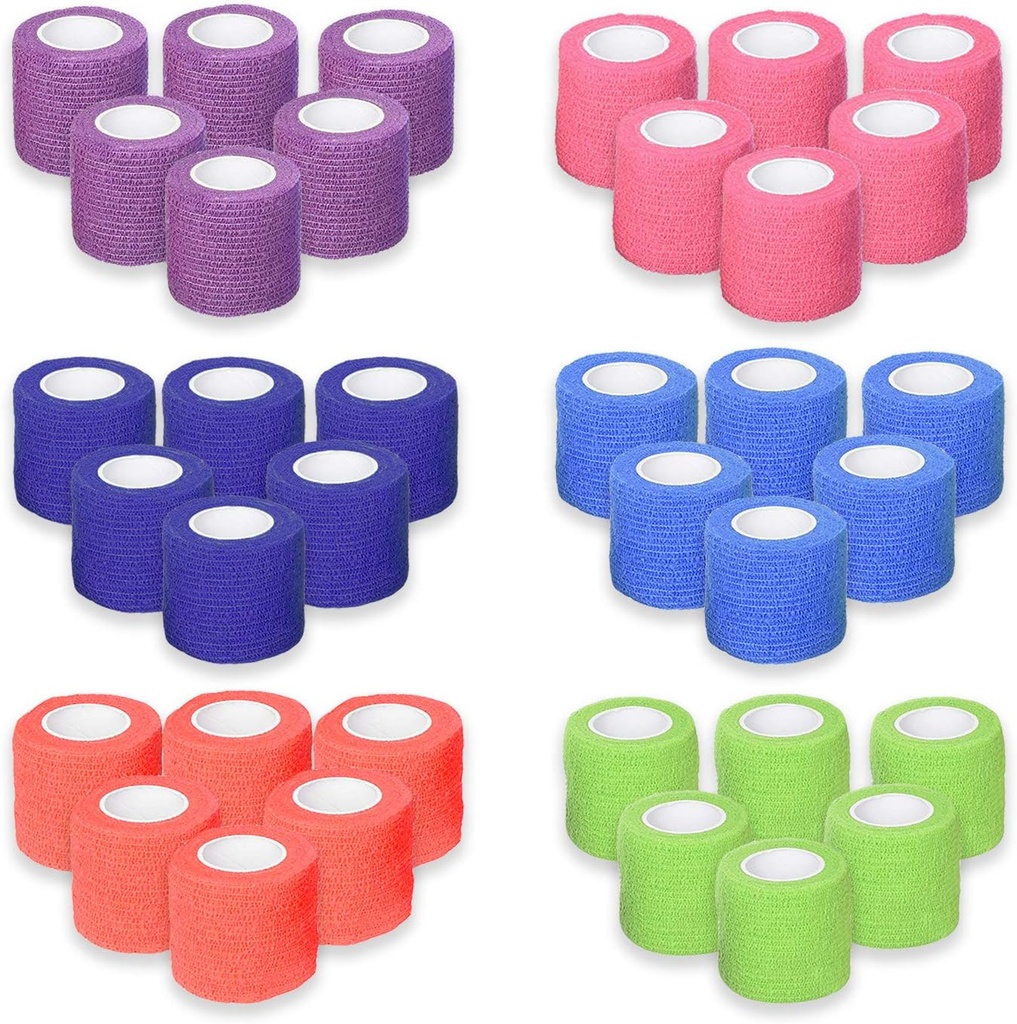 Vždy připraven první pomoc vlastní adhezivní soudržné obvazy 2 "x 5 Yards - 36 Počet, Rainbow Barvy