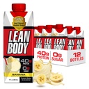 Lean Body Ready- to- Drink Banana Protein Shake, 40g Protein, Syrovátka, 0 Cukr, gluten Free, 22 Vitamíny & Minerály, 17 Ounce (Recyklabilní karton & Lid - balení po 12) LABRADA