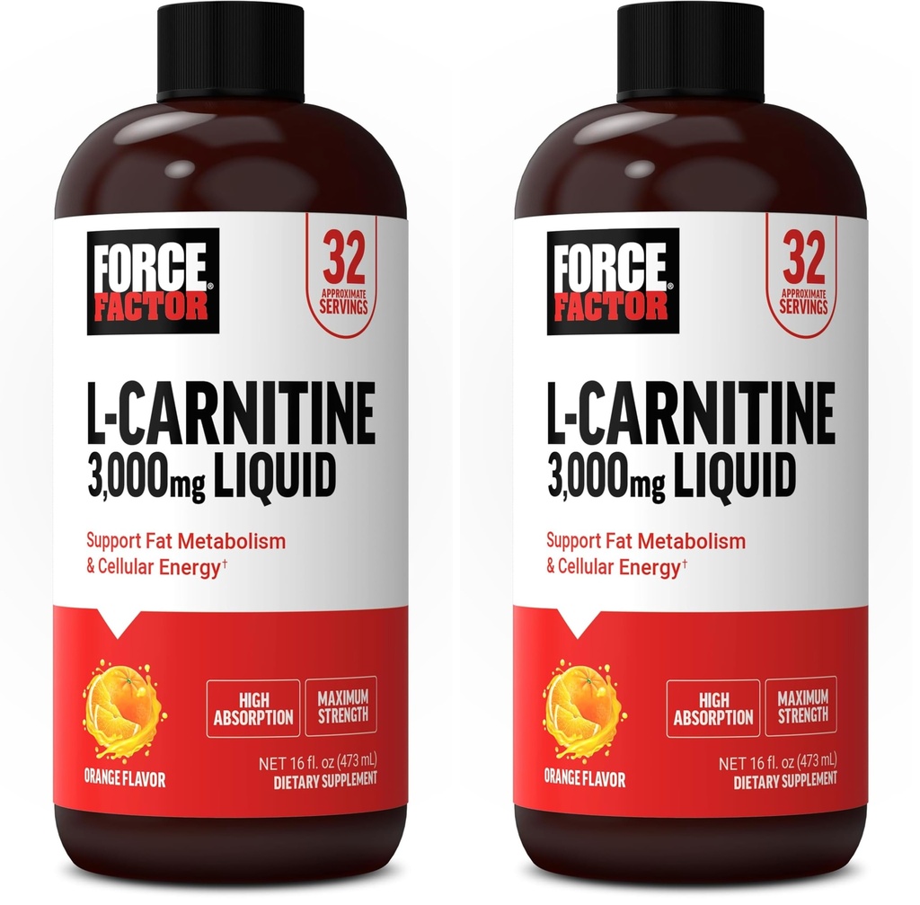 Force Faktor L Carnitin dodatek, tekutý L- karnitin 3000 mg pomoci obrátit tuk do energie, podpora svalové obnovy, a zvýšení buněčné energie, maximální síla, Non- GMO, Orange Flavor, 16 Oz.
