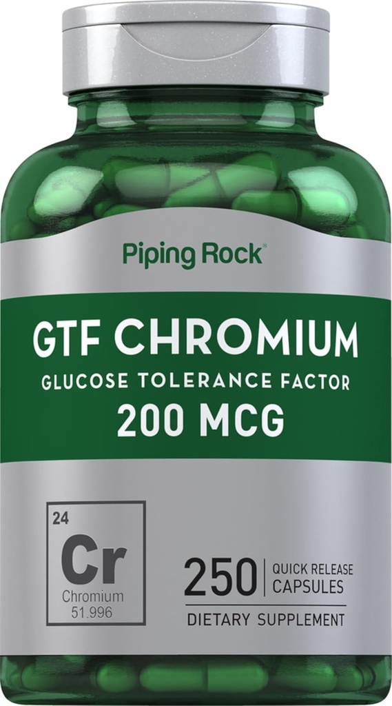 Piping Rock GTF Chromium 200 mcg colum124; 250 Kapsle 124; Glukóza Tolerance Příplatek k toleranci 124; Non- GMO & gluten zdarma