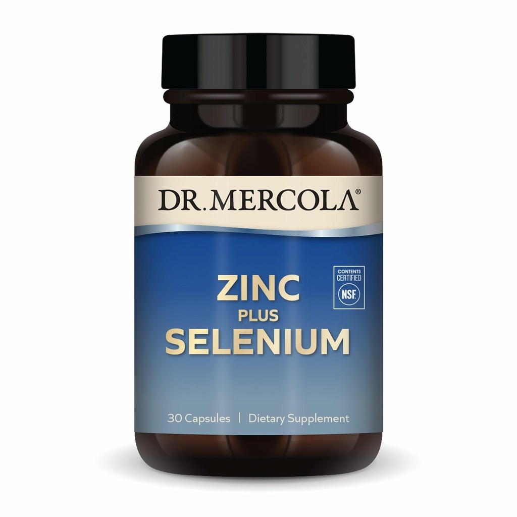 Dr. Mercola zink Plus Selen - Minerální směs doplněk - pro imunitní, Brain & Respirační podporu - Obsahuje zinek Glycinát Chelate & Copper - GMO- Free & gluten- 30 Kapsle (30 Služeb)