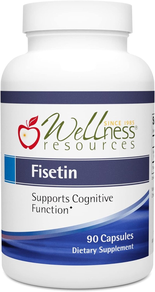 Wellness Resources Fisetin - Novusetin Fisetin Dodatek pro dlouhověkost, paměť, zaměření, zdraví mozku - Senolytický a situin Activator - Gluten- Free, Non- GMO, Vegan (100mg, 90 Kapsle)