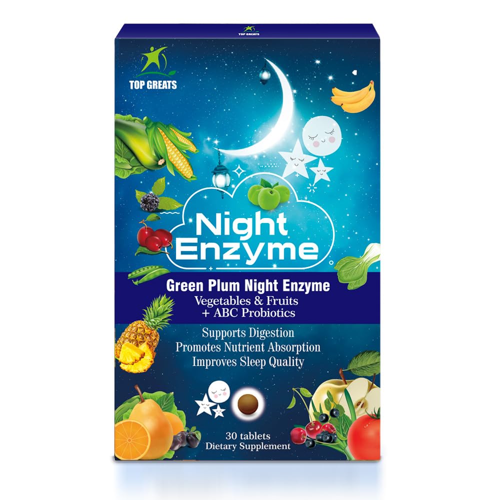 Noční enzym, Denní multi trávicí enzymy, Zelené švestky ovoce a zeleniny s probiotika, Relief Bloating, Lepší spánková kvalita, pro muže a ženy, Podpora stravitelné zdraví - 60 Tablety